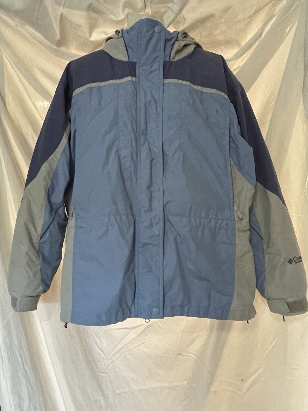 COLUMBIA Parka Ski Coat Jacket Women’s Large Blue Hood Versatile Fleece Lined
